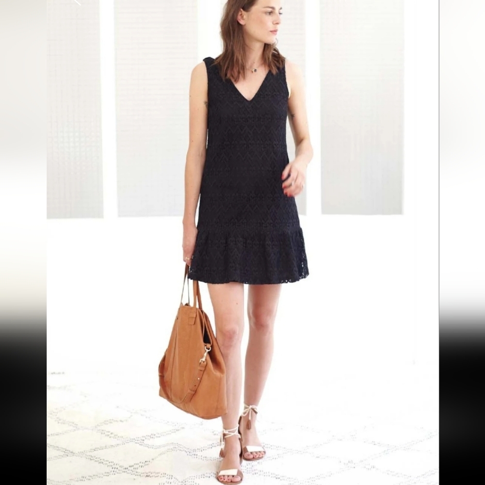 Sezane Madison Black Lace Mini Dress